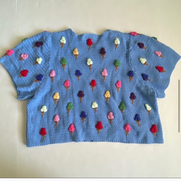 Zara Ice Cream Crochet Sweater 